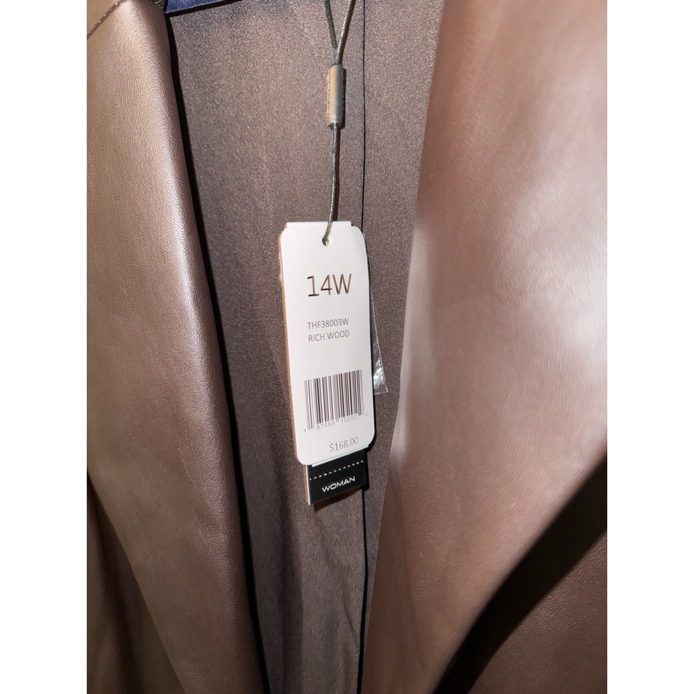 T-Tahari Vegan Leather Ruched Sleeve Blazer Size 14 - Picture 7 of 15